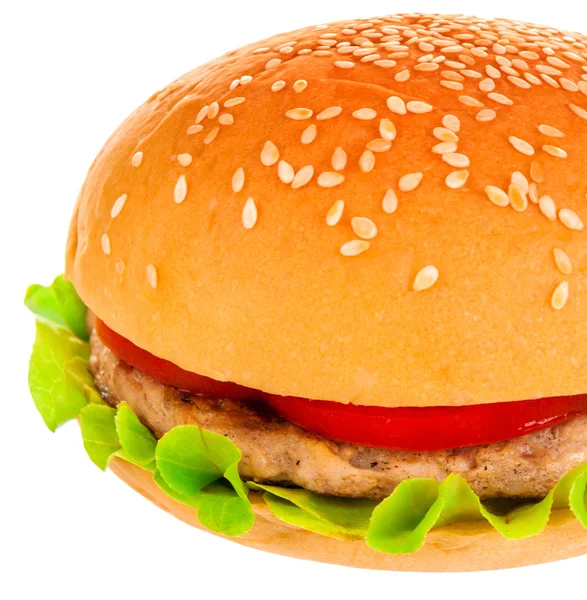 Grande hamburger su sfondo bianco — Foto Stock