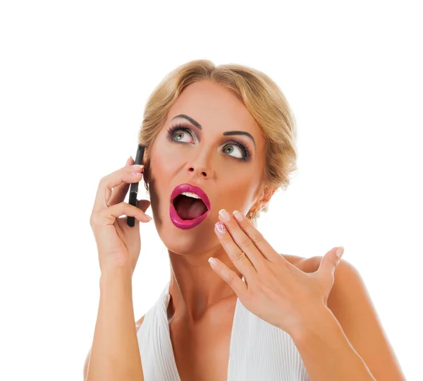 Woman talking on mobile phone — Stock Photo, Image