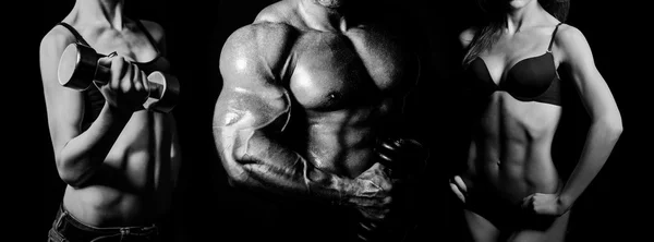 Bodybuilding. man och kvinna — Stockfoto