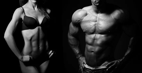 Bodybuilding. man en vrouw — Stockfoto