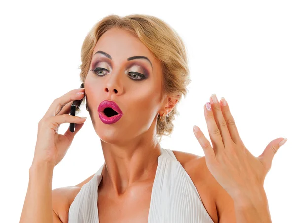 Woman talking on mobile phone — Stock Photo, Image