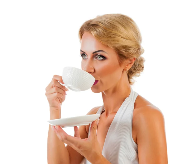 Mujer con taza de té — Foto de Stock