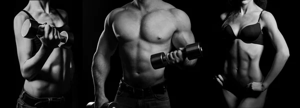 Bodybuilding. man en vrouw — Stockfoto