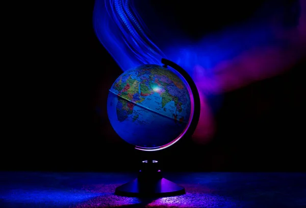 Destroying Earth globe. Global catastrophe concept (destroying our planet virus or pandemic)
