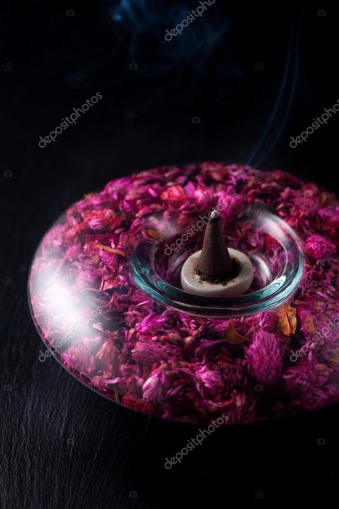 Spa aromatherapy meditation. Buddha statue, essential oils, incense