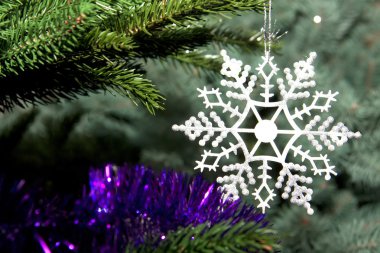 Bir Noel ağacı üzerinde güzel kar tanesi