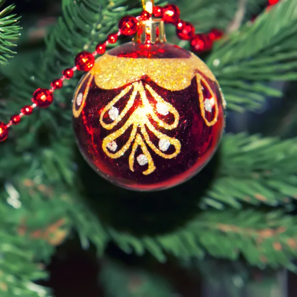 Decoration ball on Christmas tree — Stock Photo, Image