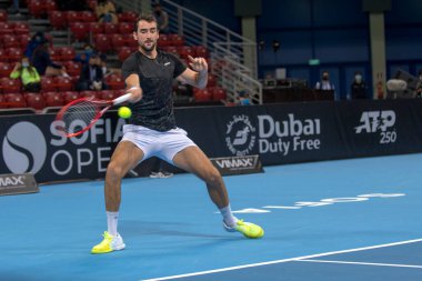 SOFYA - NOVEMBER 09.2020: Marin Ciliç (Hırvatistan), Bulgaristan 'ın Sofya kentinde düzenlenen ATP Sofya Açık turnuvasında 3-14 Kasım 2020