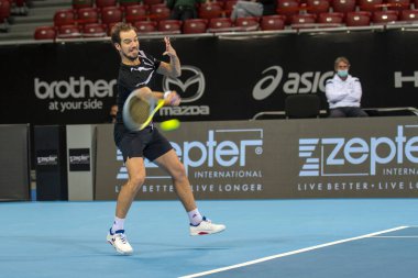 SOFYA - NOVEMBER 13.2020: Richard Gasquet (FRA), Bulgaristan 'ın Sofya kentinde düzenlenen ATP Sofya Açık turnuvasında 3-14 Kasım 2020