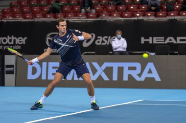 SOFYA - NOVEMBER 13.2020: Vasek Pospisil (CAN), Bulgaristan 'ın Sofya kentinde düzenlenen ATP Sofya Açık turnuvasında 3-14 Kasım 2020