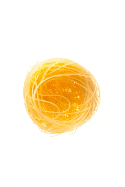 Italian egg pasta nest isolated on white background — Stock Photo, Image