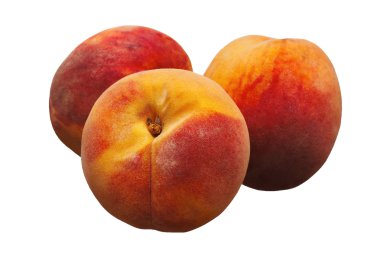 Beyaz zemin üzerine lezzetli sulu olgun taze şeftali