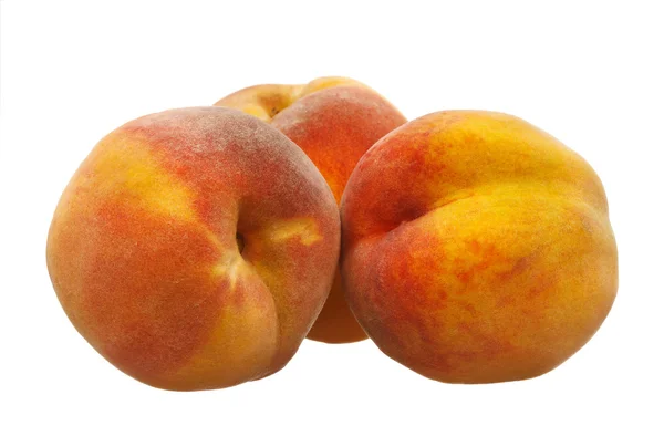 Вкусные сочные спелые свежие персики на белом фоне — стоковое фото