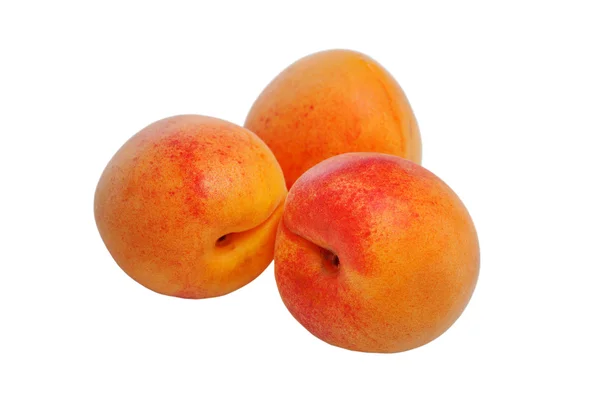 Спелые апельсиновые абрикосы на белом фоне — стоковое фото