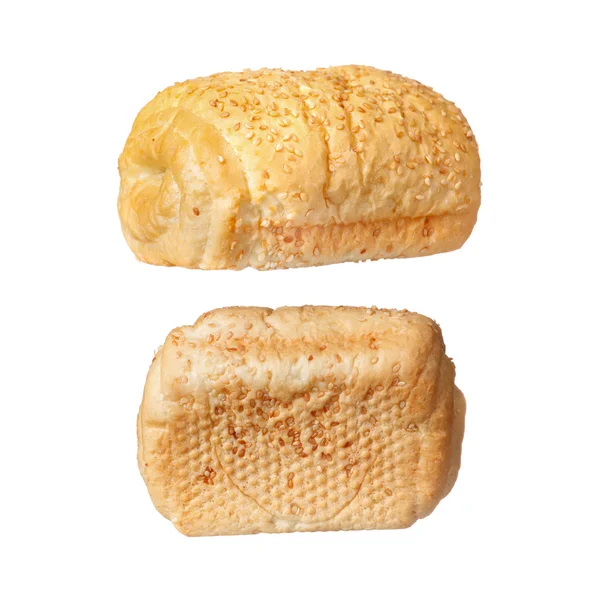 Tuoreet leipärullat valkoisella pohjalla — kuvapankkivalokuva