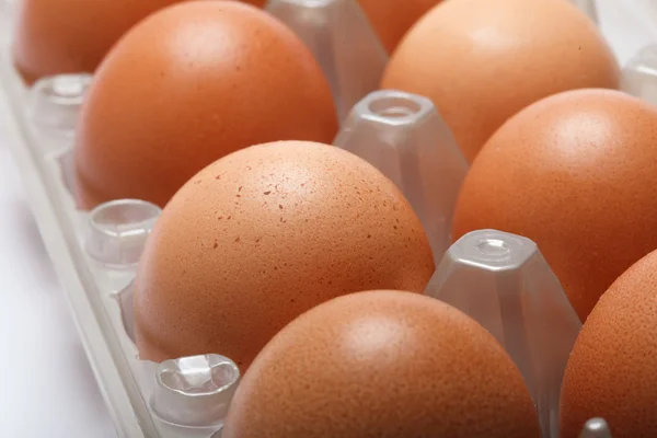 Raw eggs in a plastic bag isolated on white background — Stock Photo, Image