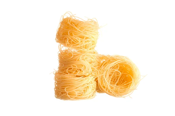 Italian egg pasta nest isolated on white background — Stock Photo, Image