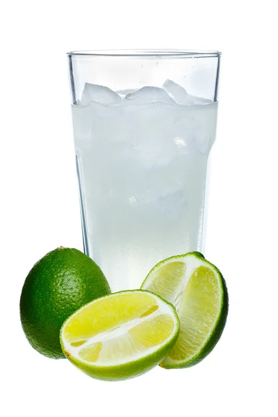 Mojito and limes in a glass on a white background — Stock Photo, Image