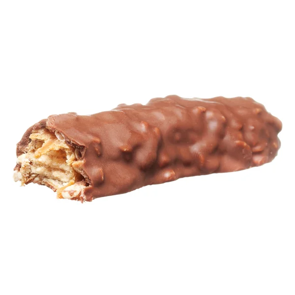 Barra de chocolate com nozes isoladas no fundo branco — Fotografia de Stock