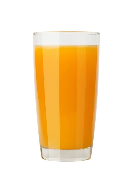 Läckra färsk naturliga apelsinjuice i ett glas isolerade på en wh Royaltyfria Stockfoton