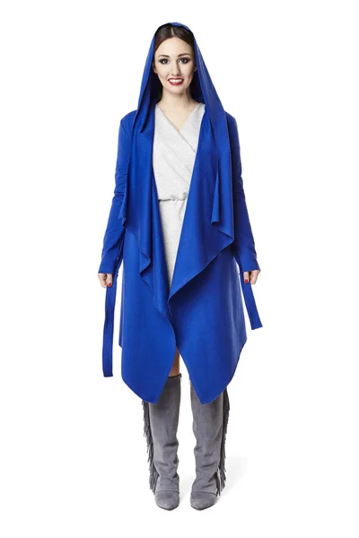 Woman in blue coat — Stock Photo, Image