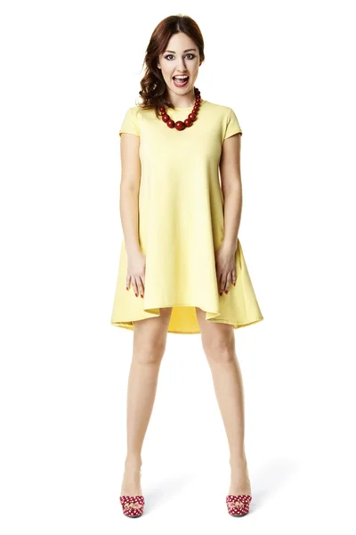 Woman in yellow dress — Stock Photo, Image