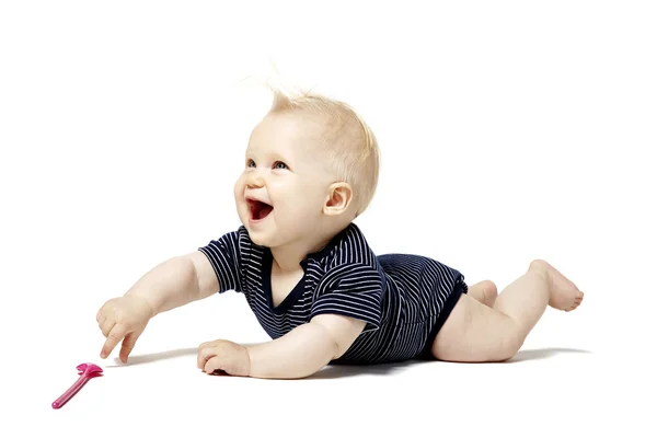 Baby Lying On Belly — Stock Photo, Image