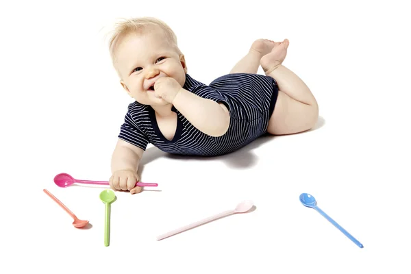 Bebek malzeme çekme kaşık — Stok fotoğraf