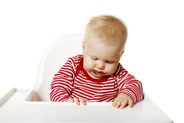 Bebê cansado depois de comer — Fotografia de Stock