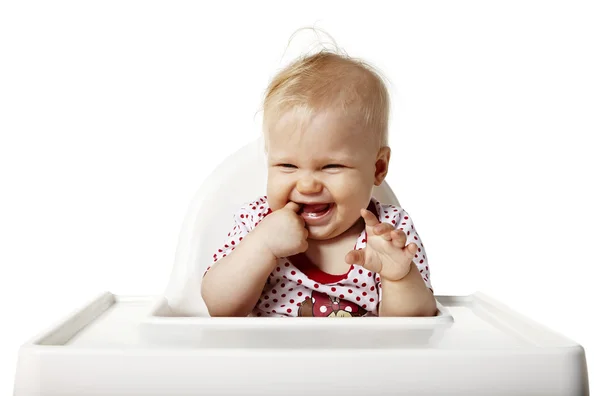 Bebê sentado à mesa — Fotografia de Stock