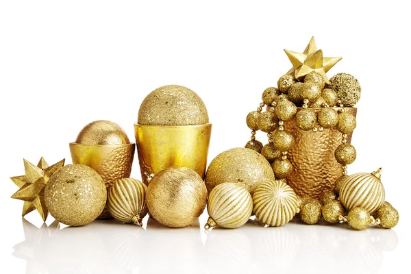 Złota ozdoby świąteczne — Zdjęcie stockowe