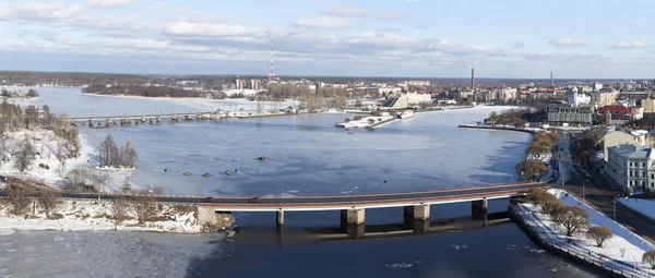 Panorama of a city  Vyborg in sunny spring day — Stock Photo, Image