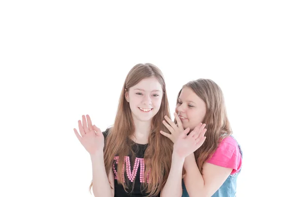 Dois sorridentes meninas bonitas jovens — Fotografia de Stock