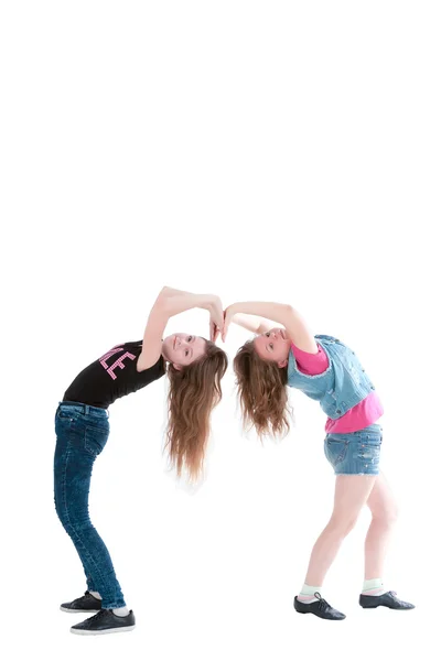 Two smiling young beautiful girls — Stock Photo, Image