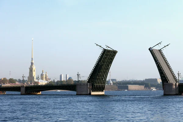 Panorama of the drawn Palace Bridge in St. Petersburg — Stock Photo, Image