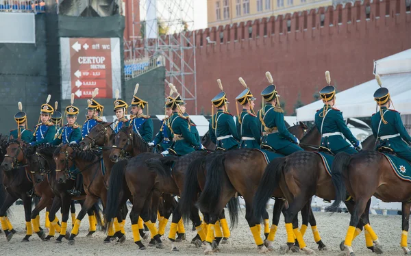 Riders of cavalry honorary escort of Presidential Regiment — Stock Photo, Image