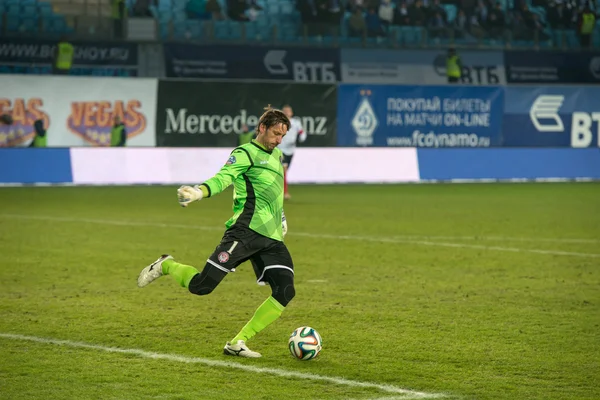 Goalkeeper Roman Gerus on the football match — Stock Photo, Image