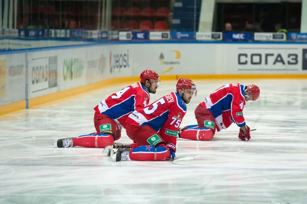 CSKA para calentar antes del partido de hockey —  Fotos de Stock