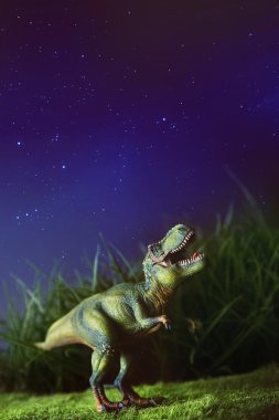 Tyrannosaurus gece çimenlerin üzerinde