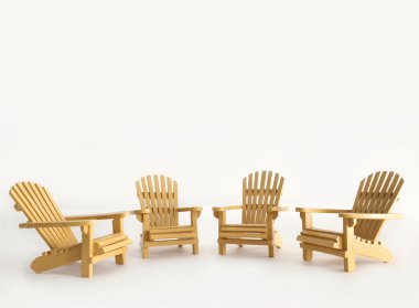 Beyaz dört minyatür adirondack sandalyeler