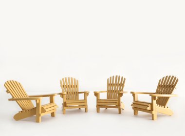 Four miniature adirondack chairs on white clipart