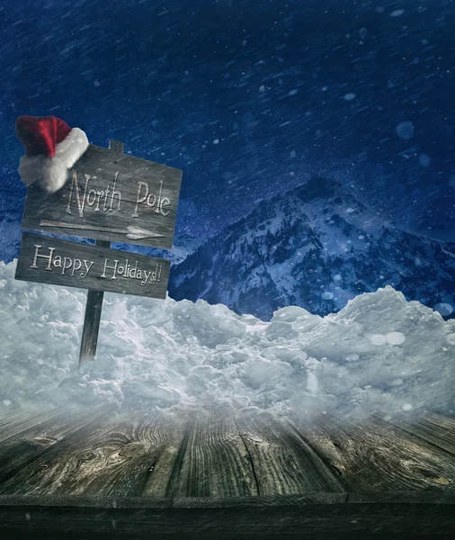 Weihnachten Urlaub Hintergrund mit Wegweiser — Stockfoto