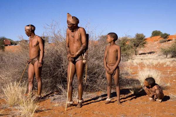 San mensen in inheemse nederzetting — Stockfoto