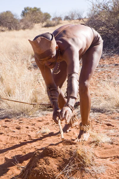 San man in native settlement — Stock Photo, Image