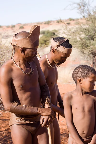 San lidé v původní osadě — Stock fotografie