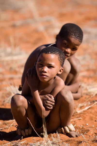 San children in native settlement — Stock Photo, Image