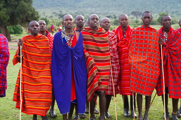 Кенийские масаи в мантиях — стоковое фото