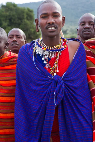 Quênia maasai homens em mantos — Fotografia de Stock