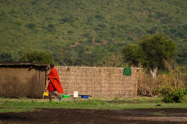 Keniaanse maasai man in mantel — Stockfoto