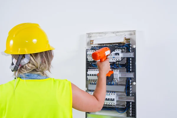 Electrician working indoors — Stock Photo, Image